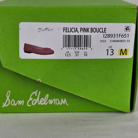 SAM EDELMAN GIRL’S FELICIA PINK WOVEN BALLET FLATS — SIZE 13 • CHIC & COMFY - Picture 13 of 13